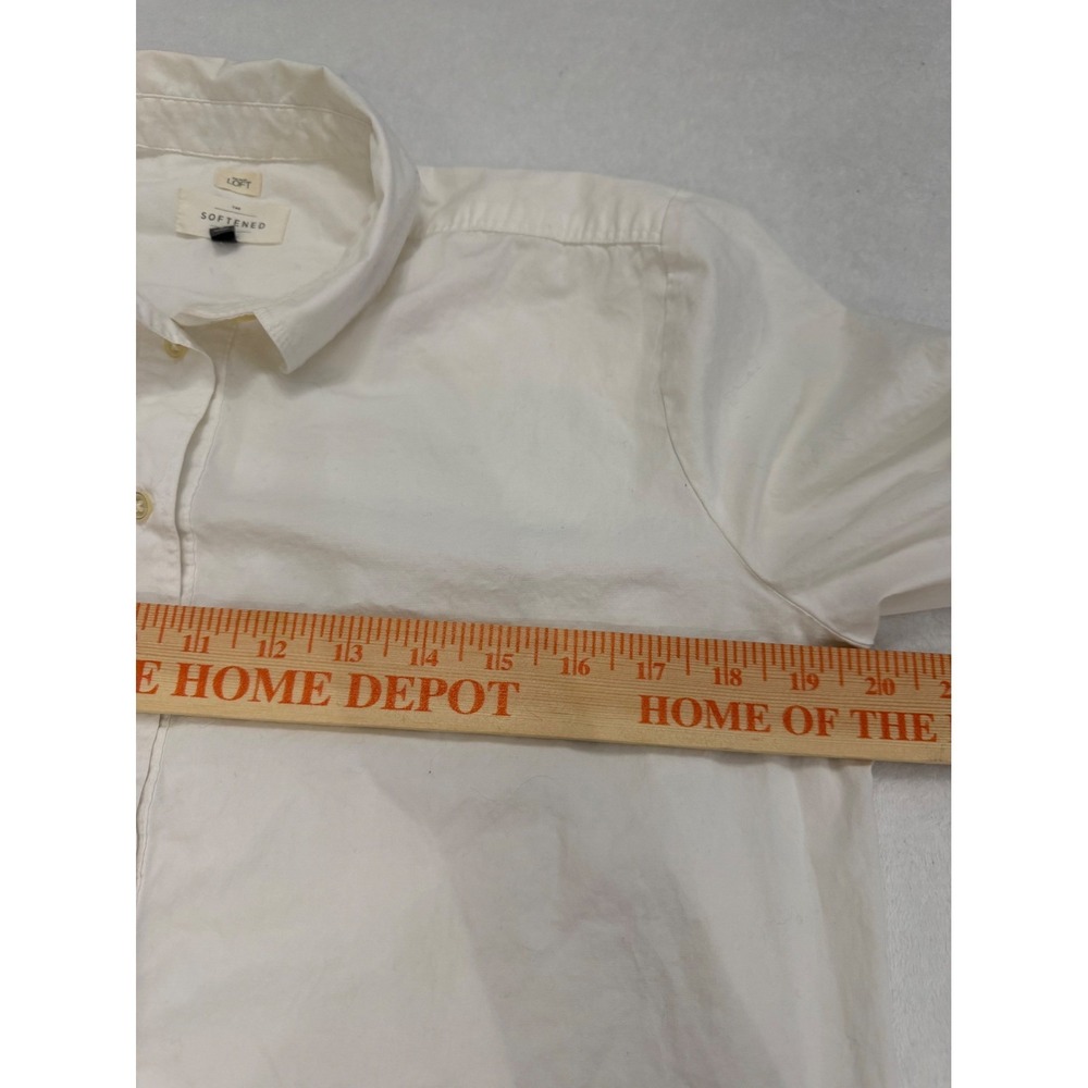 LOFT Shirt The Softened Shirt White Cotton Poplin Henley Tunic Women Small - Picture 6 of 6